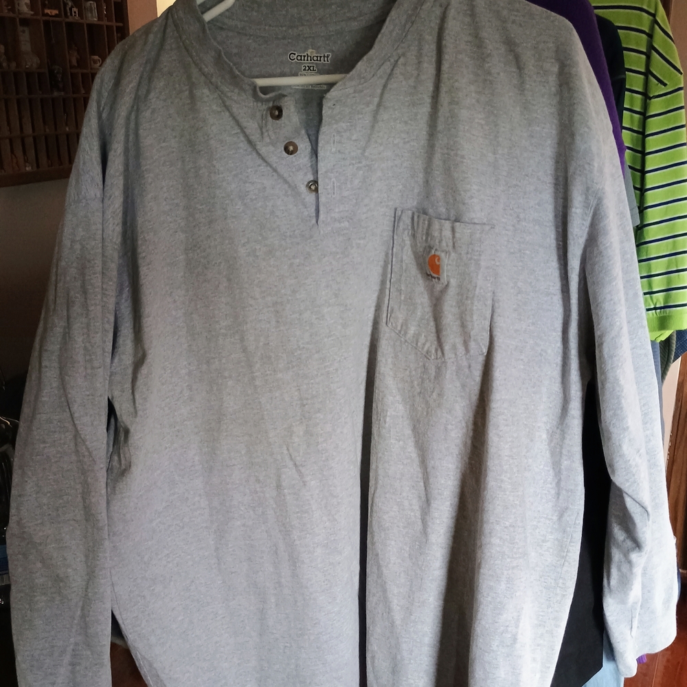 Carhartt Denim Overalls and Gray Long Sleeve T-Shirt Set - Picture 6 of 12